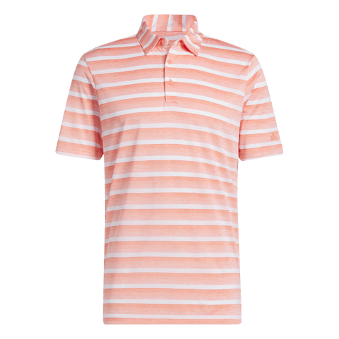 Adidas Two-Color Striped Golf Polo Shirt - Orange