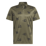 Adidas Allover-Print Golf Polo Shirt - Green