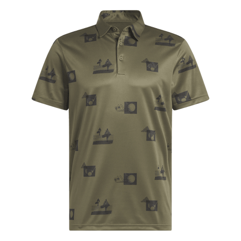 Adidas Allover-Print Golf Polo Shirt - Green