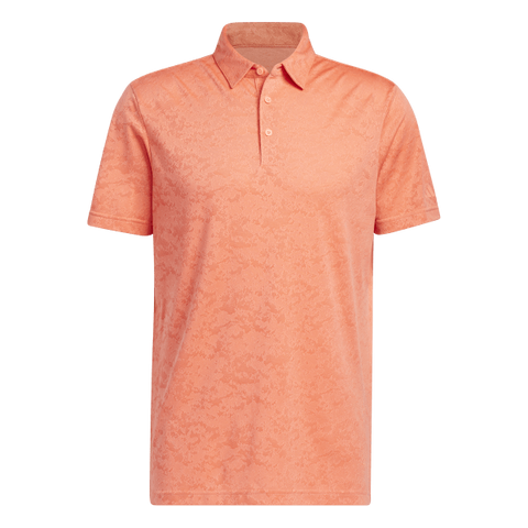 Adidas Textured Jacquard Golf Polo Shirt - Orange