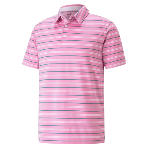 Puma MATTR Striper Golf Polo - Pink / Green