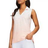 Puma Women's MATTR Stripe Sleeveless Golf Polo - Rose Dust