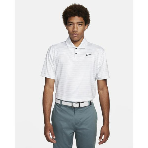 Nike Men's Dri-Fit Striped Golf Polo (Course/Event Logo) - White / Black