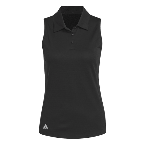 Adidas Texture Sleeveless Golf Polo Shirt - Black