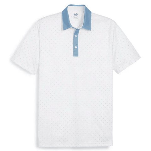 Puma Pure Geo Golf Polo - White / Blue